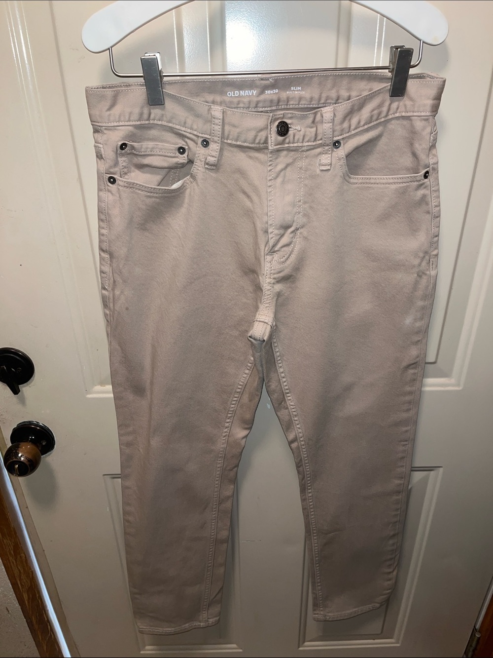 Old Navy Men’s Slim Straight Jeans in Light Tan